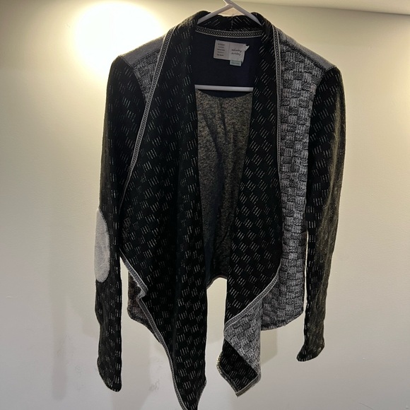 Anthropologie Saturday Sunday Luci Black Gray Knit Waterfall Cardigan - Picture 8 of 11